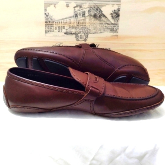 Valentino Garavani Shoes Italian Leather Loafers Brown Dust Bag Mens US 8